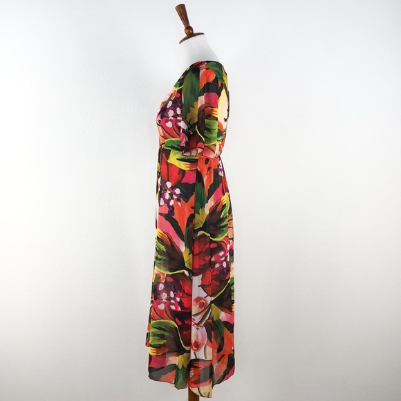 Coolples Multi Color Tropical Print Midi Dress - Picture 3 of 8